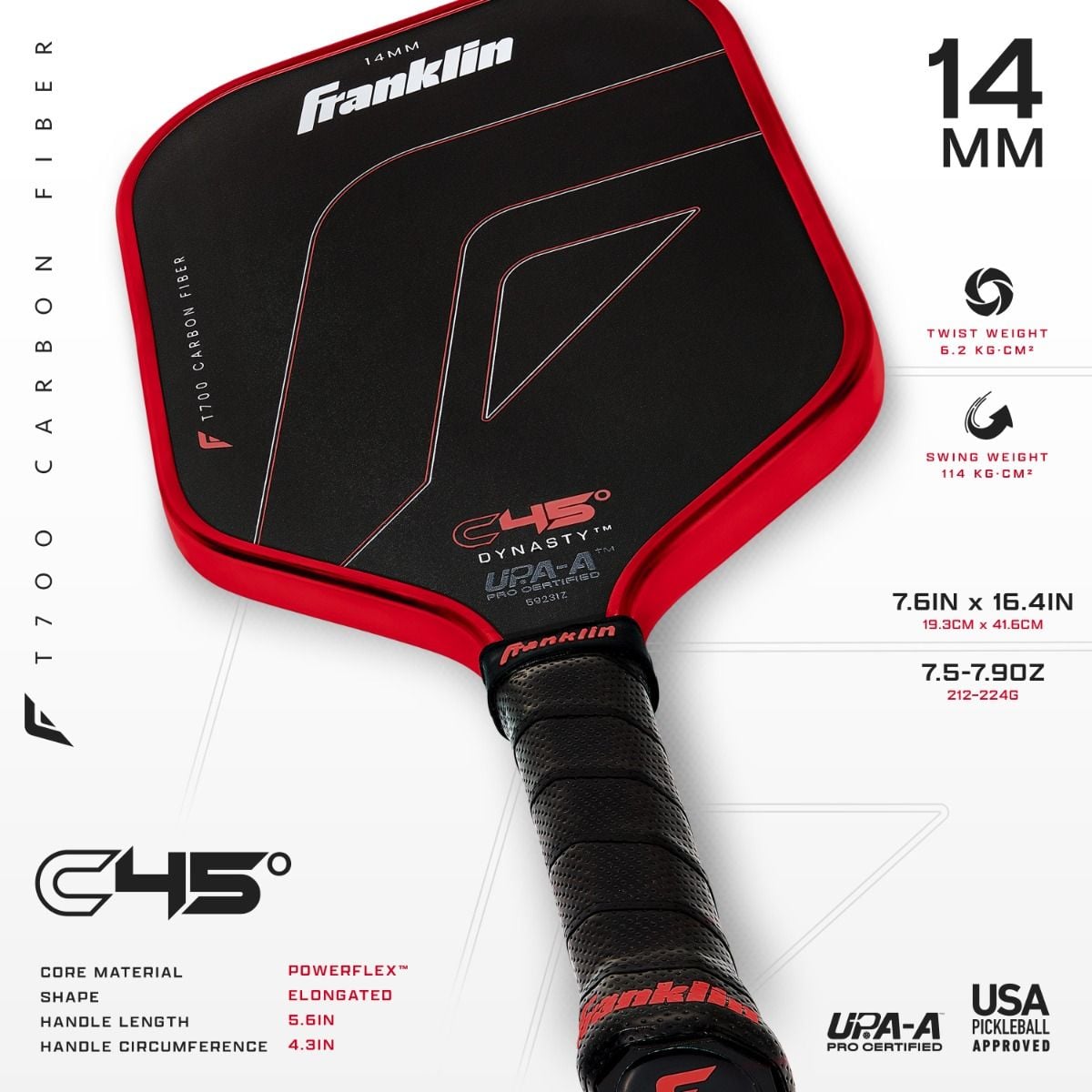 Franklin C45 Carbon Fiber Pickleball Paddle