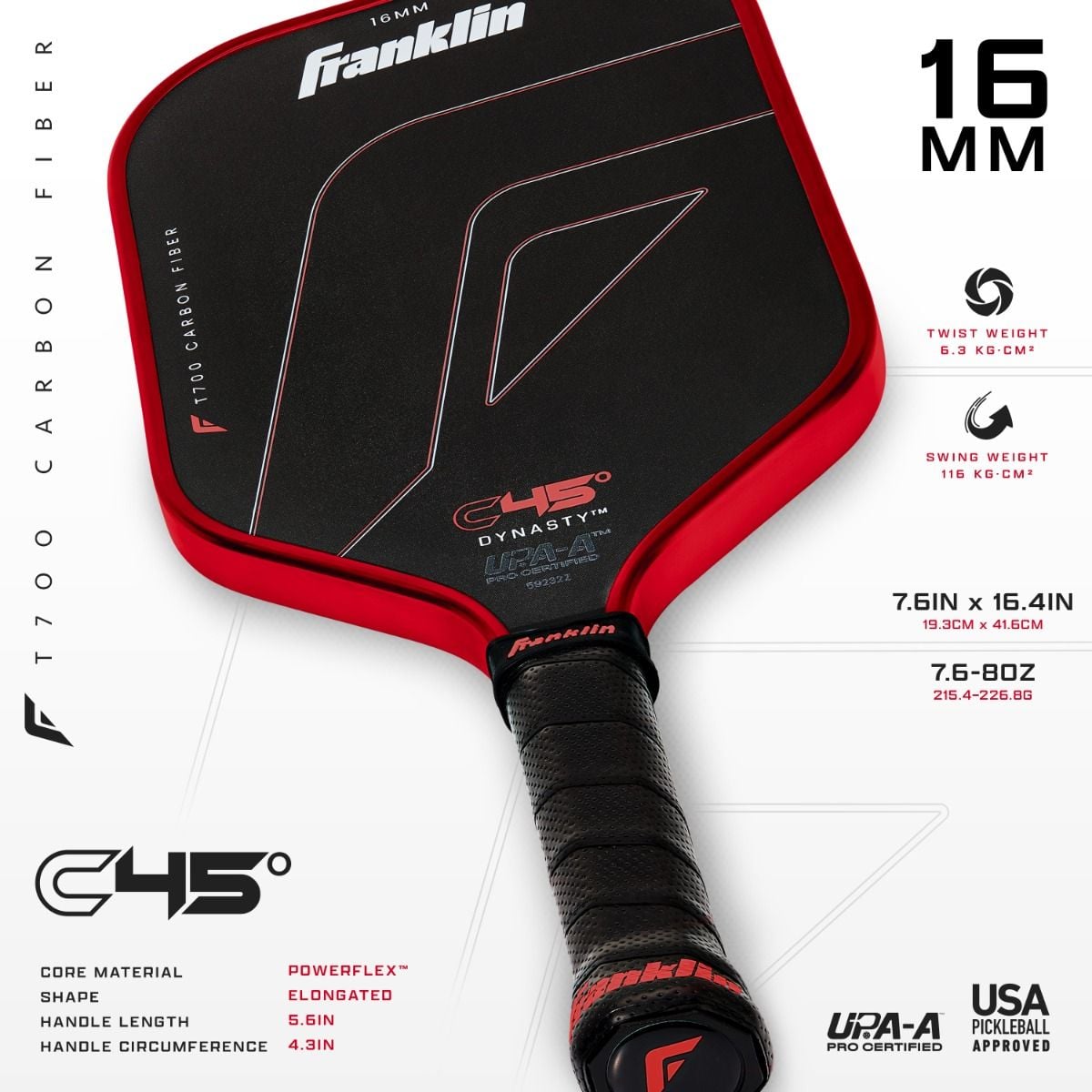 Franklin C45 Carbon Fiber Pickleball Paddle