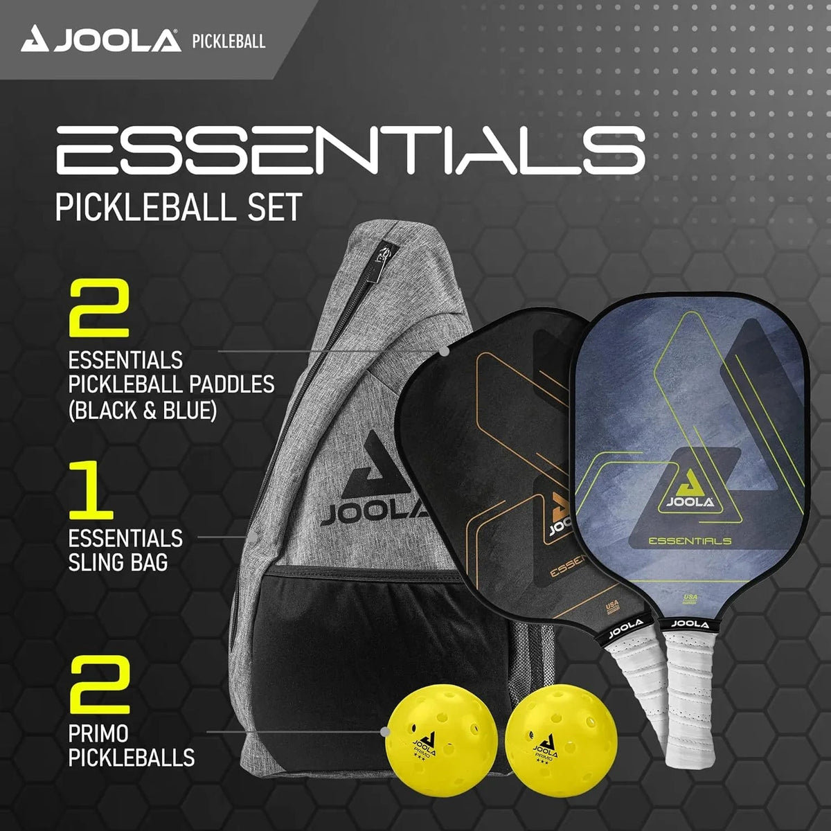 JOOLA Essentials Pickleball Paddle Set (2 Paddles, Balls and Bag)