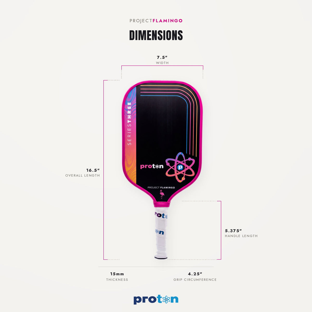 Proton Series Three Project Flamingo Pickleball Paddle