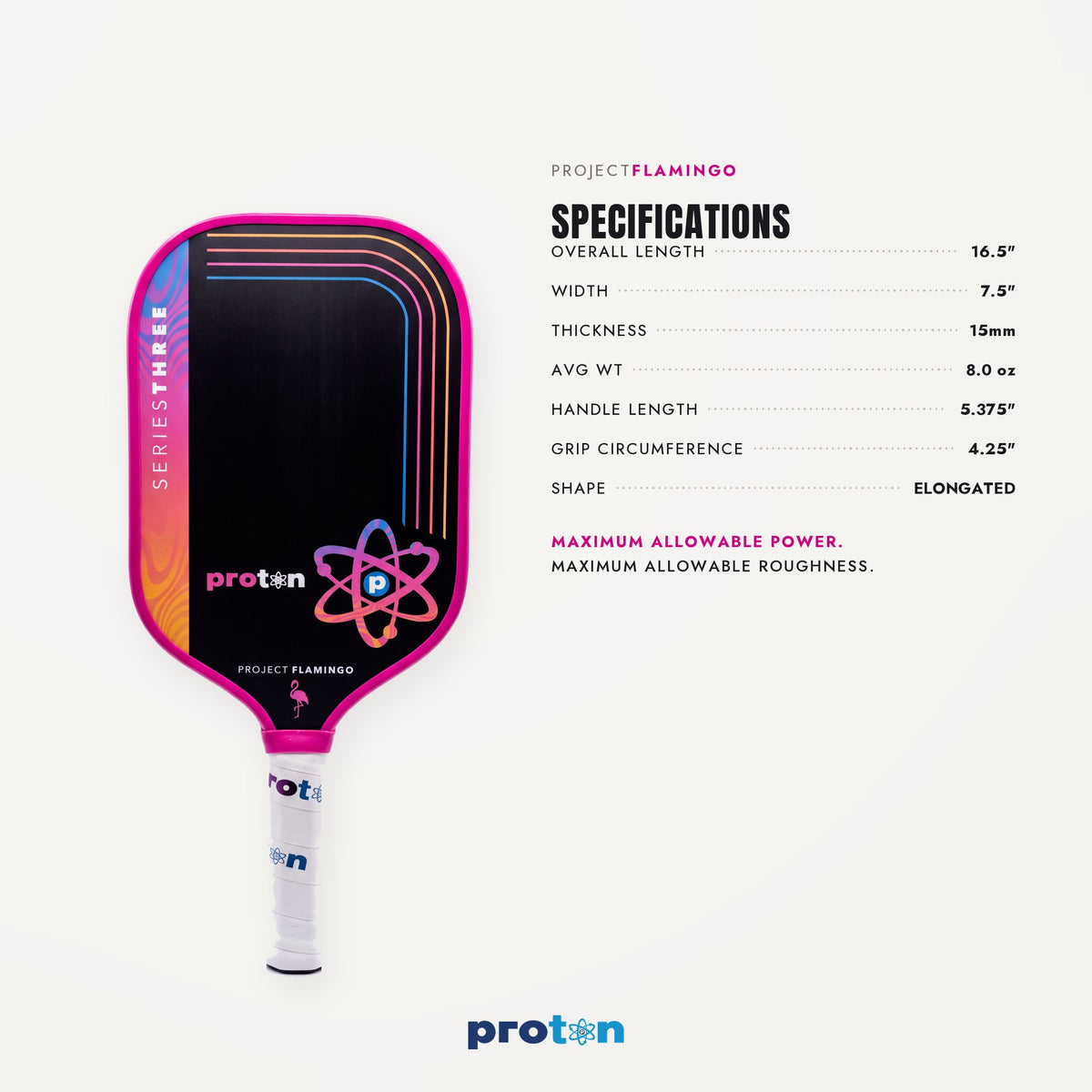 Proton Series Three Project Flamingo Pickleball Paddle